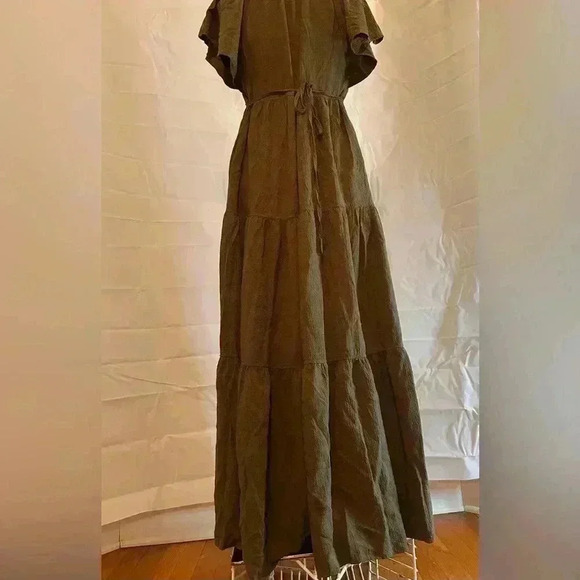 Calvin Klein Green Flutter Sleeve V-Neck Midi Sundress - Picture 7 of 7